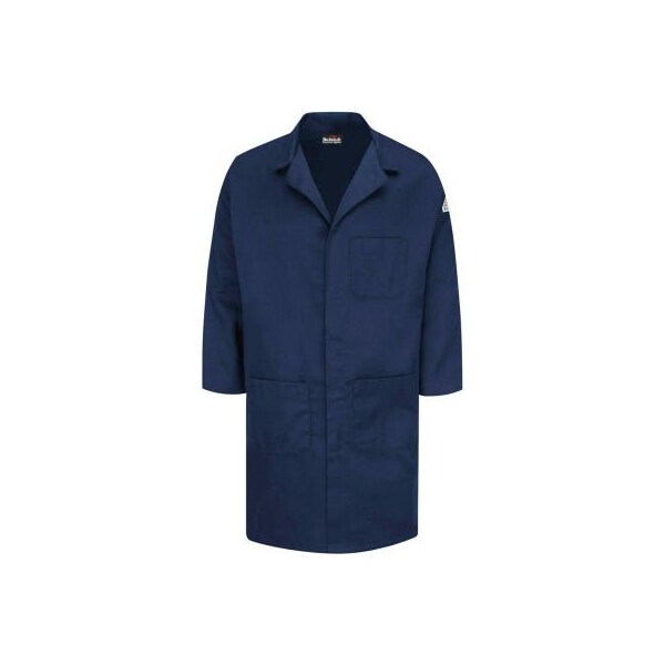 Bulwark  Unisex Concealed Snap Front Lab Coat, Navy, Cotton/Nylon, S